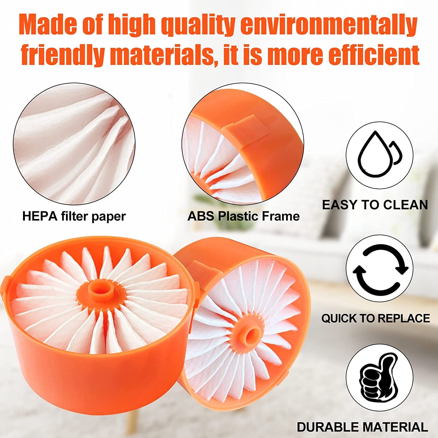Nispira 6-Pack HEPA Filter Replacement - Fits Black & Decker Dustbuster VLPF10, HLVA315J, HLVA320J Models