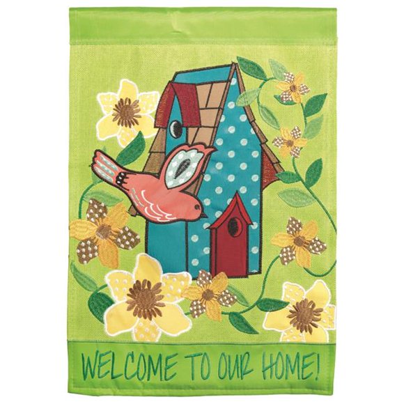 Magnolia Gardens M011360 13 x 18 in. Double Applique Welcome to Our Home Polyester Garden Flag
