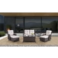 thumbnail image 5 of PARKWELL 7Pcs Outdoor Wicker Rattan Conversation Patio Furniture Set, including Two-seater Sofa, Rocking Chairs, Coffee Table, Ottomans and Side Table with Cushion, Beige, 5 of 10