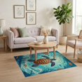 thumbnail image 3 of ODIKA 4'x6' Washable Area Rug Ocean Turtle Main Coral Reef Wave Map Nautical Border Compass for Dorm Room, Small Living Stain Resistant Low Profile, Easy Care, 3 of 7