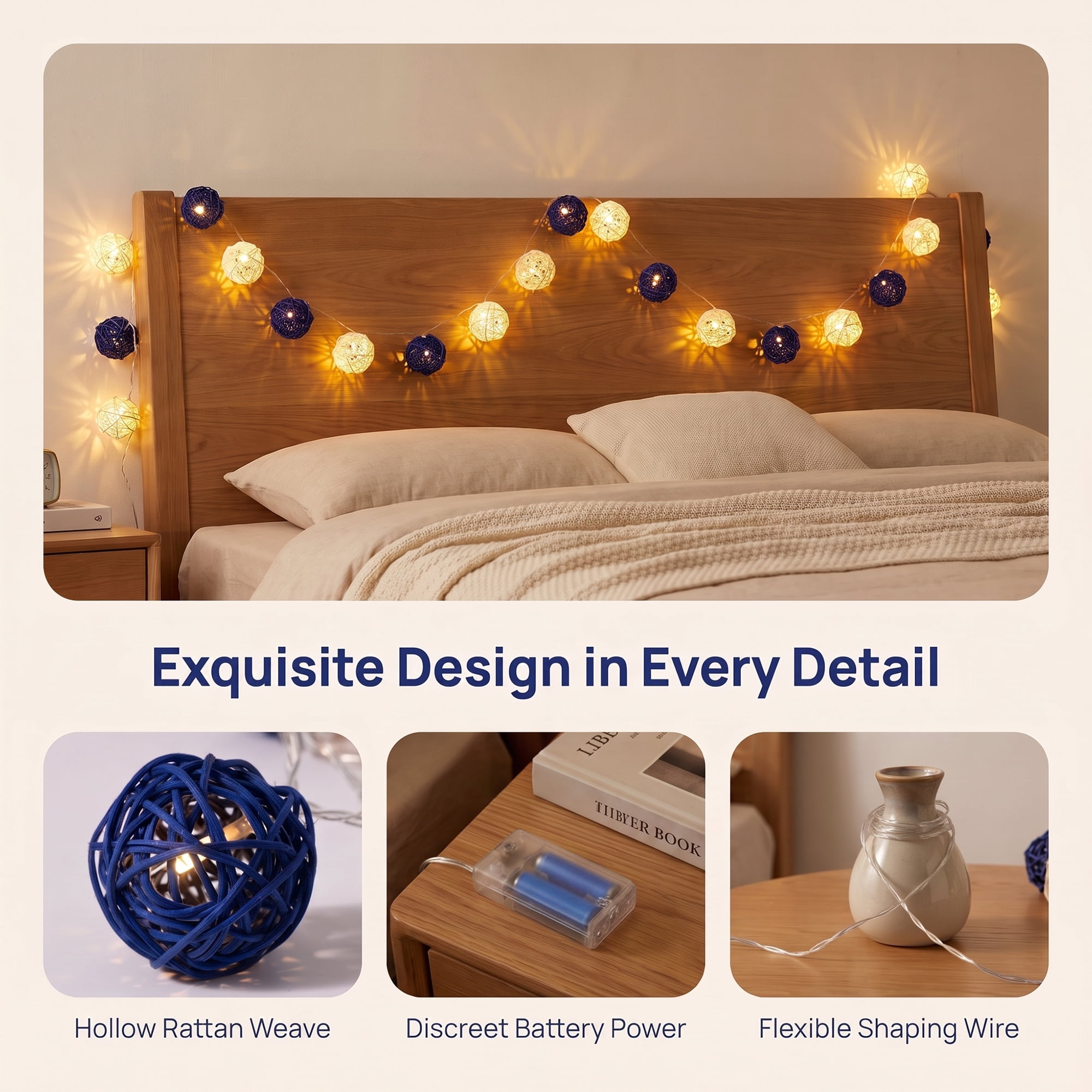 Unique Bargains Moroccan Orb Decor Lights with Flexible Design 6.6 ft Battery Operated