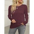thumbnail image 4 of Women Long Sleeve Crew Neck Slim Fit Stretchy Layer T Shirts Tops, 4 of 6