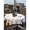 thumbnail image 2 of Outdoor Tablecloth with Umbrella Hole Zipper Spring Floral Round Tablecloth 54" Waterproof Outside Table Cloth Watercolor Botanical Flowers Red Purple Yellow Patio Table Cover Tablecloths for Picnic, 2 of 8