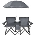 thumbnail image 2 of Chateauy 2-Person Portable Folding Lawn Chair with Adjustable Umbrella – Heavy Duty Double Seat for Picnic, Tailgating, and Garden, 2 of 11