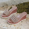 thumbnail image 3 of HomeDM Wedge Flatform Sandals for Women Summer Comfort Open Toe Slip-On Summer Beach Slides Sandals, Pink Size 6.5, 3 of 9