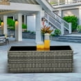 thumbnail image 5 of Royalcraft Outdoor Coffee Table, Grey Wicker Table for Patio Sectional Furniture, All-Weather Aluminum Frame Rectangular Coffee Table with Glass Top, 5 of 6