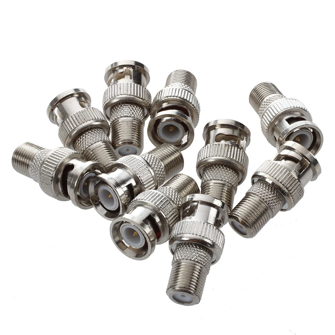 BNC Male to F Female CCTV Camera Coax Cable Connector (Pack of 10