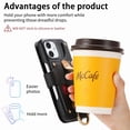 thumbnail image 5 of ELEHOLD Case for iPhone 12 Pro Max, RFID Blocking Zipper Leather Wallet Stand Case with Card Slot & Wrist Strap & Ring Holder,Black, 5 of 10