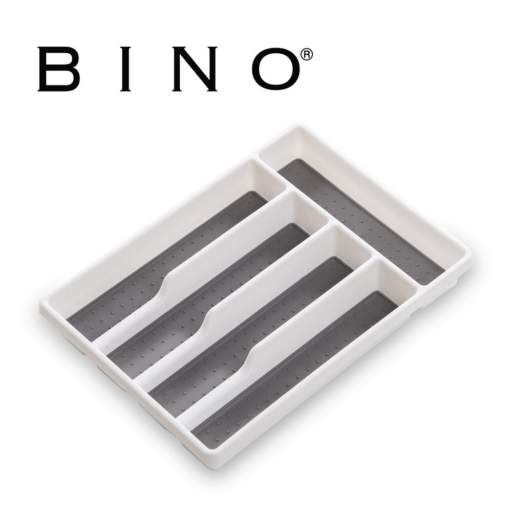 BINO 5Slot Silverware Cutlery Tray Organizer, Small White Utensil