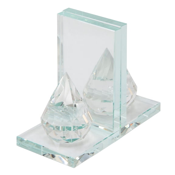 Sagebrook Home Crystal Teardrop Decorative Bookends, Set of 2, Home or Office Décor, Clear and Frosted 8 L x 4.5 W x 6 H Inches