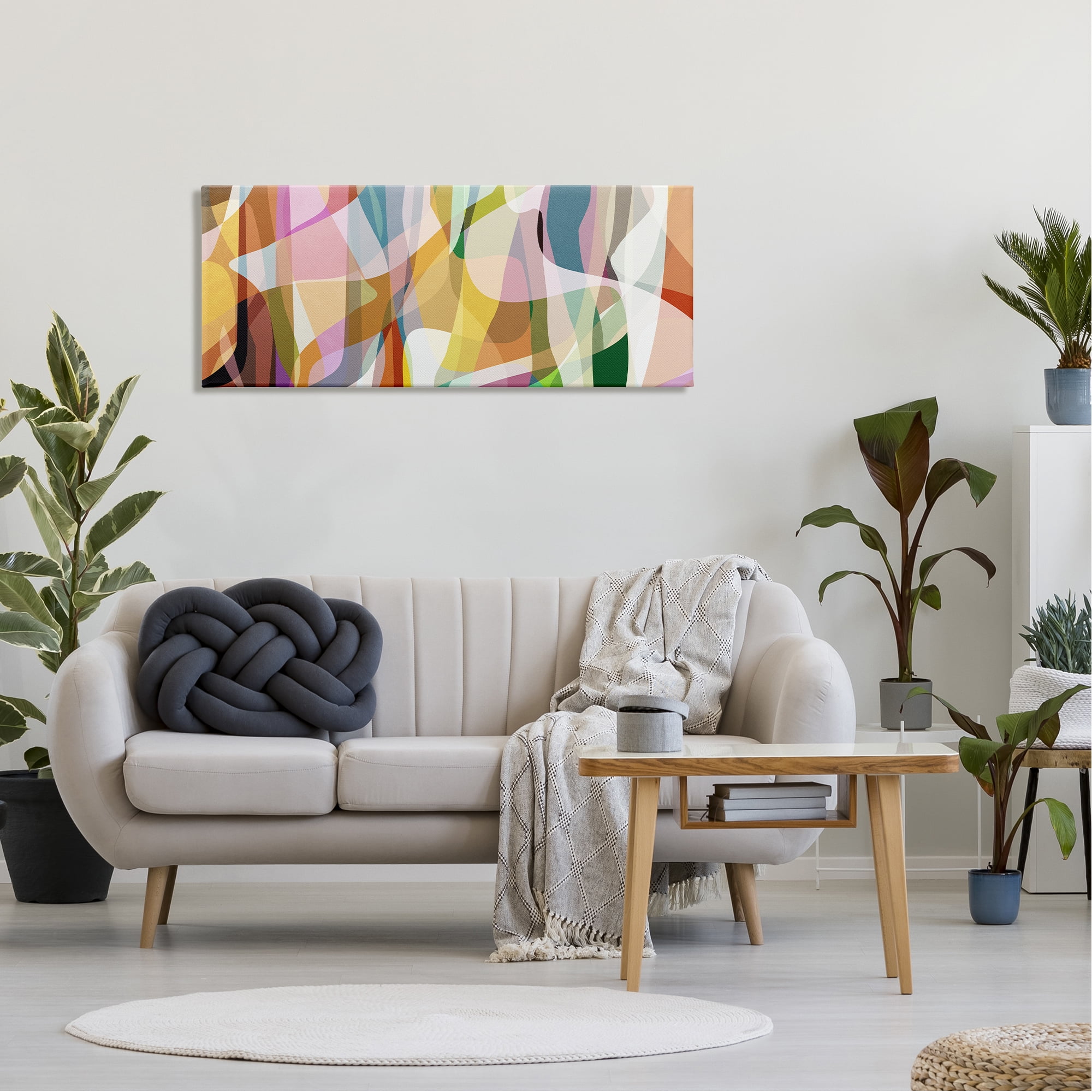 Stupell Industries Layered Contemporary Shapes Abstract Painting Gallery Wrapped Canvas Print Wall Art, 48 x 20