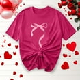 thumbnail image 2 of Primavera Top Mujeres Moda Casual Nueva Cinta de Arco Impresa Cuello Redondo Camiseta de Manga Corta, Camiseta de Cuello Tripulado, 2 of 8