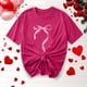 thumbnail image 2 of Primavera Top Mujeres Moda Casual Nueva Cinta de Arco Impresa Cuello Redondo Camiseta de Manga Corta, Camiseta de Cuello Tripulado, 2 of 8