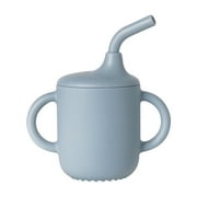Silica Gel Baby Drinking Cup With Straw And Handles Non-Spill Toddlers Sippy Cup with Handles, Food-Grade, Toddler Training, Easy Grip, Dishwasher Safe