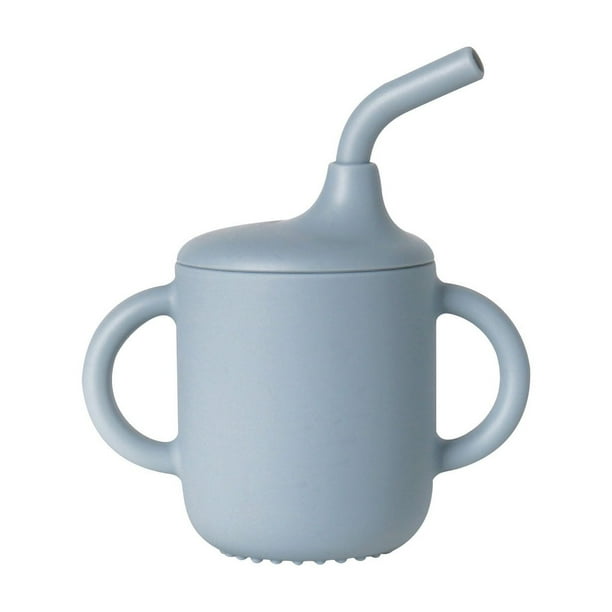 Vaso con pajita para bebé, vaso de entrenamiento para niños pequeños, sellado antiderrames, pajita extraíble, asa plegable, diseño portátil, silicona de grado alimenticio, para uso doméstico.