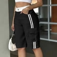 thumbnail image 4 of Hvogkswy Cargo Shorts Women, Elastic Button Zipper Waist Straight Leg Shorts with Multi Pockets Soft Loose Summer Casual Cargo Shorts, 4 of 6