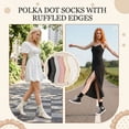 thumbnail image 5 of Bocaoying 6 Pcs Ruffle Cotton Socks for Women, Polka Dot Socks, Cute Lettuces Ankle Socks for Ladies, Breathable Lightweight Casual Socks for Outside, Dailywear, Black/Gray/Pink/White/Yellow, 6-8.5, 5 of 8