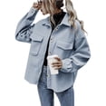 thumbnail image 2 of Chaqueta de Mezcla de Lana con Botones y Larga para Mujer, de Gran Tamaño Azul S, 2 of 7