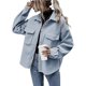 thumbnail image 2 of Chaqueta de Mezcla de Lana con Botones y Larga para Mujer, de Gran Tamaño Azul XL, 2 of 7