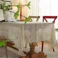 thumbnail image 3 of EIGTHTAIL Crochet Tablecloth with Tassels  Boho Stripe Geometric Tablecloth for Party Birthday Dinning Table Cloth, 3 of 6