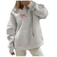 thumbnail image 4 of PUYAHG Womens Leisure Hoodies Top Fashion Sweatshirt Long Sleeve Drawstring Bow Print Oversized Fall Clothes Blouses for Ladies Red,XL, 4 of 9