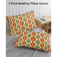 thumbnail image 3 of Orange Green Geometric Pillow Covers Standard Size 2 Pack, Abstract Moire Modern Vintage Soft Bed Throw Pillowcases Breathable Cooling Long Lumbar Body Pillow Sham Cover for Bed Sofa 20''x26'', 3 of 7
