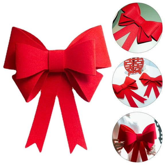 Baluue Fabric Bow Decorations Large Bow Tie Red Felt 1Pack