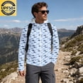 thumbnail image 3 of Havenx Men's Upf 50+ Sun Protection Fishing Jacket Camo Long Sleeve Full Zip Coat Thumbhole Hooded Rash Guard Jackets Outdoor Fishing Lightweight Casual Summer Blouse,Blue XL, 3 of 7