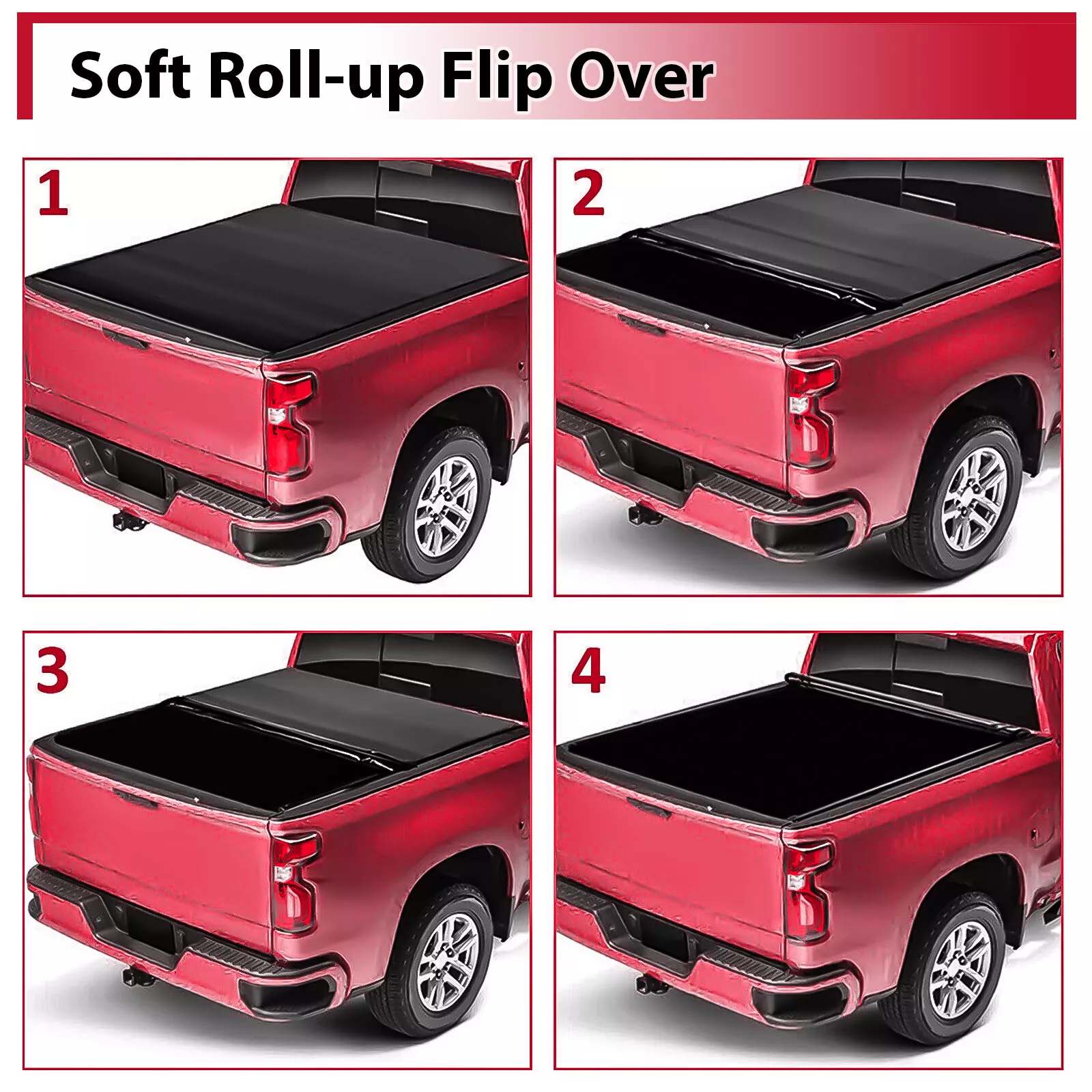 Kojem 6.5FT Roll up Truck Bed Tonneau Cover for 1999-2007 Chevy Silverado GMC Sierra Vinyl Black