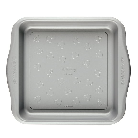 Farberware Disney Bake with Mickey Mouse 9 Inch Nonstick Square Cake Pan, Dishwasher Safe and Oven Safe to 450°F, Red