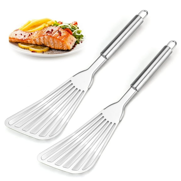 Emlimny 2-Piece Premium Stainless Steel Fish Spatula Set - Large Thick Blade Turner for Grilling, Frying & Cooking