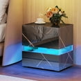 thumbnail image 6 of Dextrus High Gloss LED Nightstand, Acrylic Bedside Table with 3 Drawers for Bedroom Living Room, Marble Black, 6 of 12