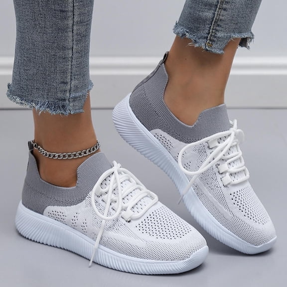 Vedolay Sneakers Women Women's Casual Shoes Fashion Solid Color Square Toe Summer Slip-On Sneakers, 8