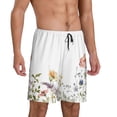 thumbnail image 2 of Balery Watercolor Floral Pantalones cortos de pijama de punto de algodón para hombre con cinturilla y bolsillos-4X-Large, 2 of 6