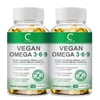 (2 Pack)Omega 3-6-9 Vegan Formula - 5 in 1 Scientifically Formulated Plant-Based Omega 3 6 9 Essential Fatty Acids - 240 Softgels Total