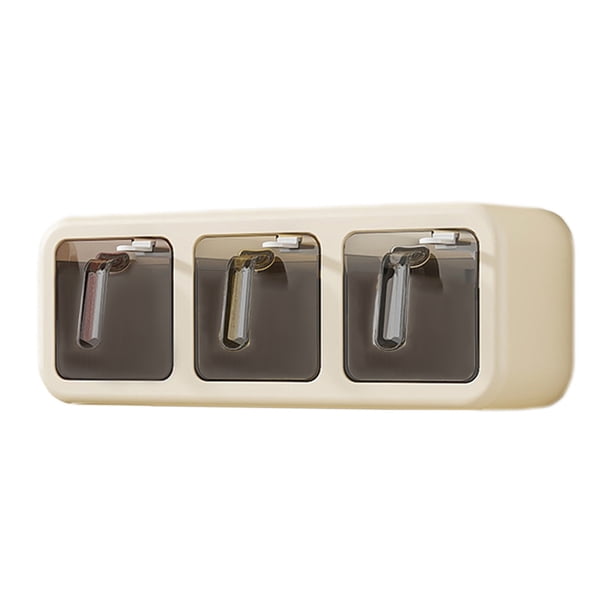 Tarro de plástico transparente de 450 ml para condimentos con cuchara. Recipiente para especias, ideal para pimienta, azúcar y sal. Tapa hermética abatible. Perfecto para la encimera de la cocina,