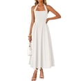 thumbnail image 1 of Vestido ZESICA sin mangas, halter, hombros descubiertos, marfil, talla M, 1 of 8