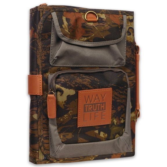 Tri-Fold Realtree Camo Bible / Book Organizer w/"Way-Truth-Life" Badge (Large) Christian Art Gifts