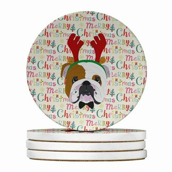 Caroline's Treasures WDK1452RCS4-PARENT Merry Christmas Large Sandstone Coasters Pack of 4, , multicolor