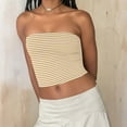 thumbnail image 6 of Horkkom Strapless Tops for Women Summer Backless Striped Print Tube Tops Going Out Bandeau Tops M, Gifts for Women, 6 of 10