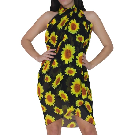 HAPPY BAY Women's Bikini Wraps Beach Wrap Sarong Coverup Skirt Bathing suit Swimwear Swimsuit Coverup for Women One Size Ebony, Floral