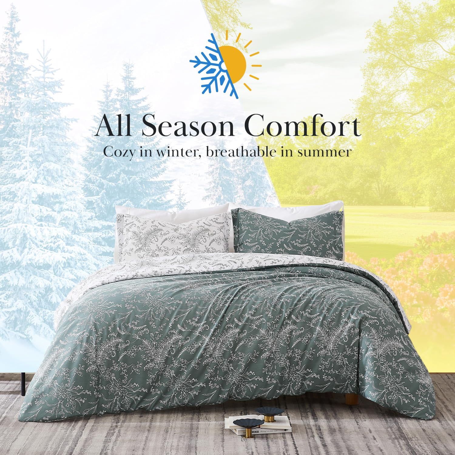 Elegant and Chic Winter Brush Reversible Soft Down Alt 3-Piece Comforter Set by Southshore Fine Linens
