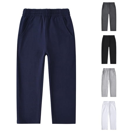 Kids Boys Uniform Pants Straight Pants With Pockets Pull On Chino Pants Stretch Pants Boy Navy Uniform Pants Boys Back To School Clothes Kids Boys Pants 9-10 Years