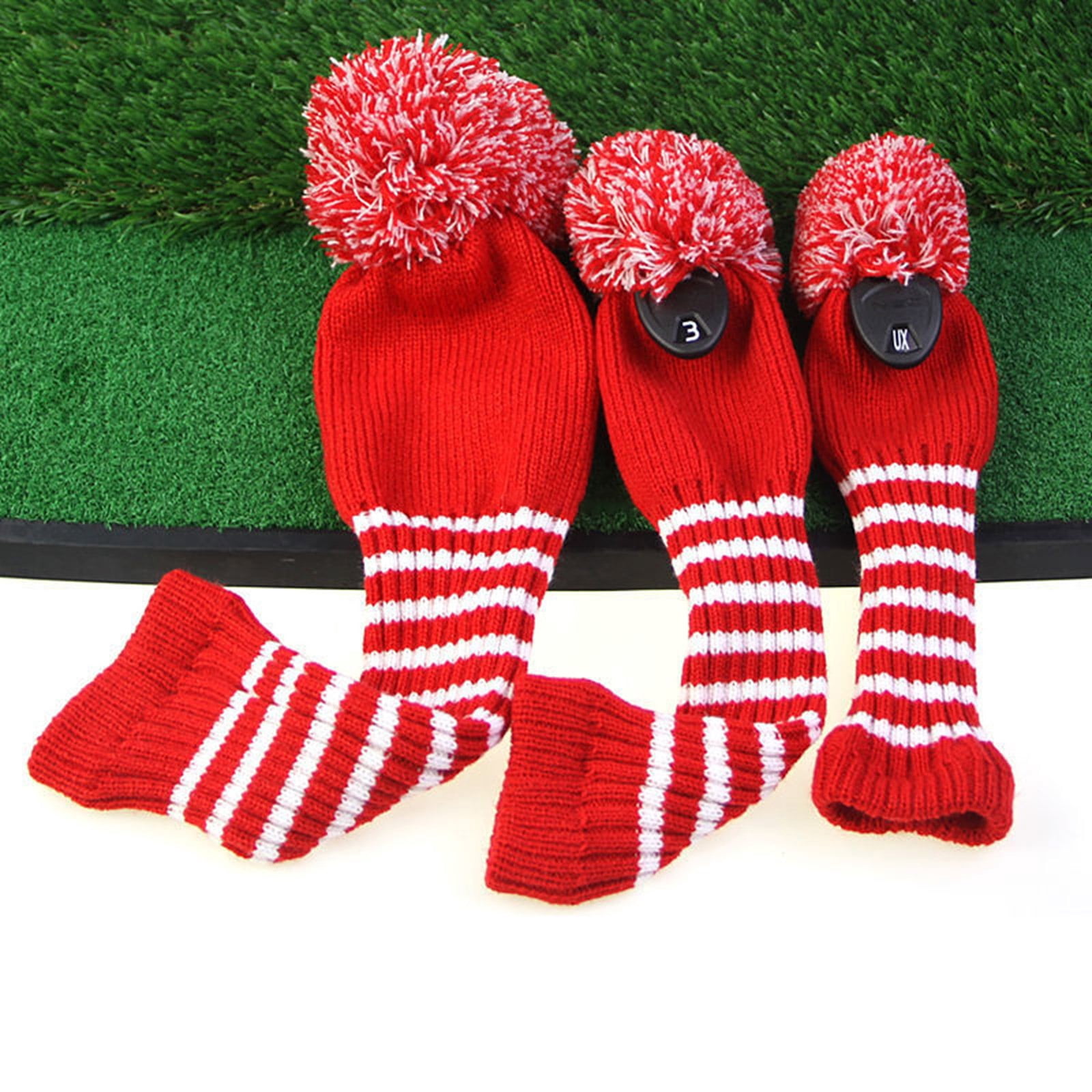 3pcs Golfs Club Head Covers Knitted Styles Headcover Leisure Styles Golfs Covers for Driver Protecting and Longevity