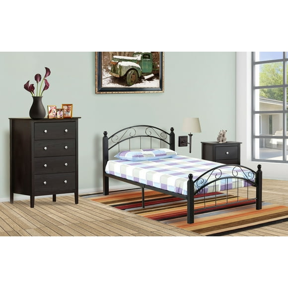 Truman Black Finish Metal Frame Platform Bed