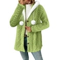 thumbnail image 5 of UQJfacai Fleece Jacket Women Faux Fur Trim Casual Button Up Fuzzy Hooded Long Sleeve Cardigan Sweaters Warm Sherpa Coat Outerwear, 5 of 8