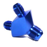 3-Way Y-Block Fitting Adapter AN12 12-AN Male to 2X AN8 8-AN Male BLUE 3-Way Y-Block Fitting Adapter AN12 12-AN Male to 2X AN8 8-AN Male BLUE