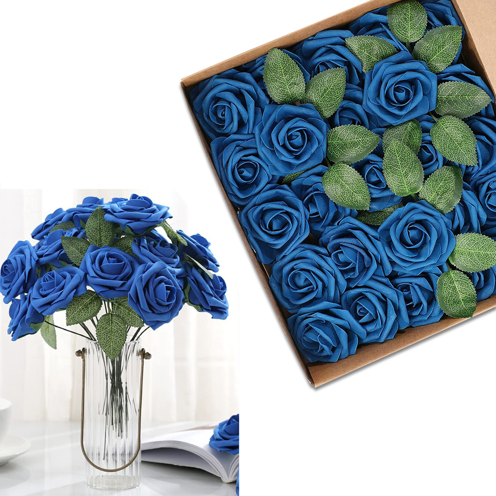 Artificial Foam Rose Flowers, 25 Pcs Fake Roses DIY Bouquets