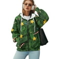 thumbnail image 5 of COEQINE Women's Oversized Hoodie Fashion Sweatshirts Fir Leaves Print Full Zipper Long Sleeve Jacket Christmas Candy and Stars Pattern Y2K Casual Wear Fall Tops with Pockets, XS, 5 of 7