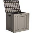 thumbnail image 3 of Dextrus Outdoor Lockable 31 Gallon Resin Deck Box with Lockable Lid & Side Handles, Light Brown, 3 of 6